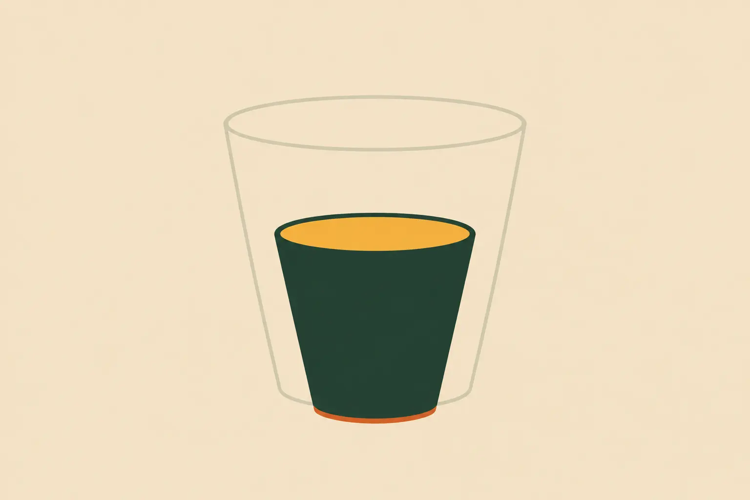 A simple glass partly filled with rich golden liquid, representing the quiet sufficiency of having enough